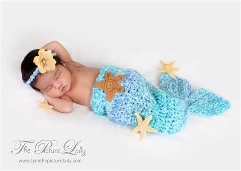Newborn Mermaid Tail And Headband Set Baby Beach Photo Prop Etsy