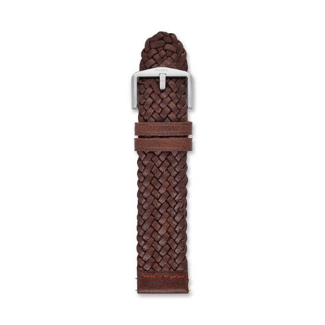 22mm Dark Brown Braided Leather Watch Strap Fossil