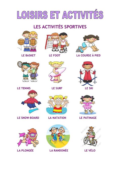Loisirs Et Activites Loisirs Phrases En Français Activité Sportive