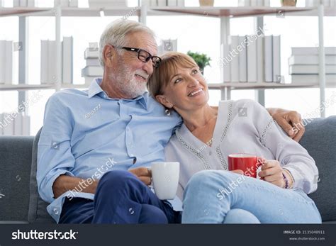 Happy Morning Caucasians Senior Lover Couple Stock Photo 2135048911