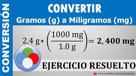 Convertir De Gramos G A Miligramos Mg G A Mg Youtube