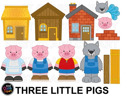 Three Little Pigs Clipart Fables And Fairy Tales Clipart Wolf Clipart
