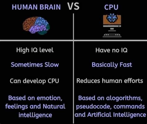 Difference Between Human Brain And Cpu High Iq Human Brain Emotions