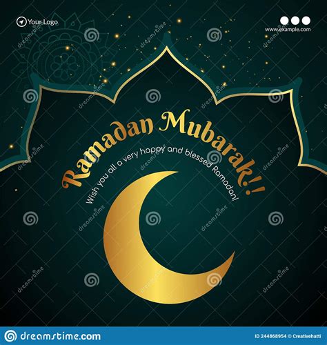 Ramadan Kareem Or Ramazan Mubarak Banner Design Stock Vector