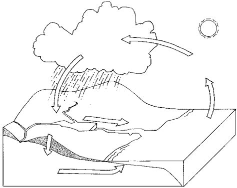 Blank Water Cycle Diagram Sketch Coloring Page