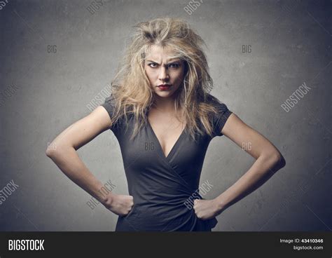 Angry Blonde Woman Image Photo Free Trial Bigstock