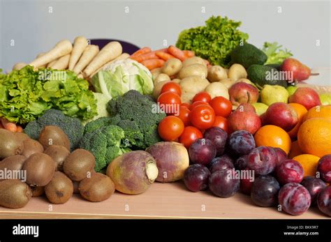 Range Of Fruit And Vegetables Stock Photo Alamy