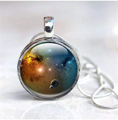 Space Necklace Space Jewelry Galaxy Glass Pendant Necklace Etsy