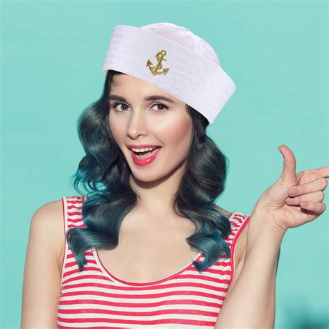 6 pieces halloween white sailor hat captain caps yacht nautical hats
