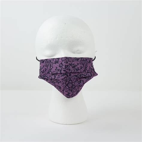 Fitted Face Mask Black And Purple Fancy Lace Disposable Face Mask