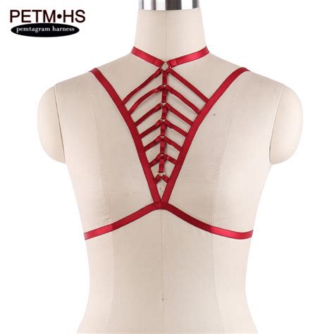 pentagram harness womens sexy harness tops cage bondage red elastic strap lingerie belt bustier