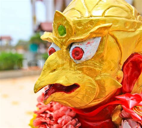 The Statue Garuda Fairy Tale Animal Of Thai Buddhist In The Temple In