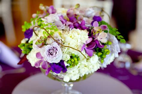 Purple White And Green Centerpiece Green Centerpieces Purple And