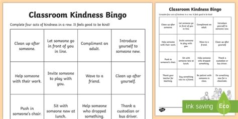 Classroom Kindness Bingo 5th Grade Kindness Day Twinkl