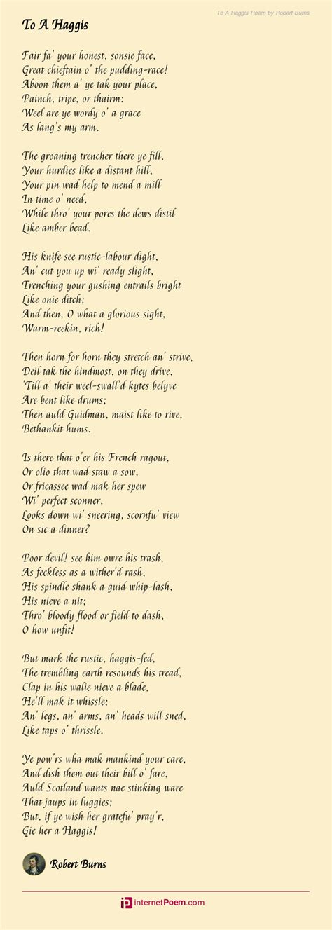 to a haggis poem by robert burns