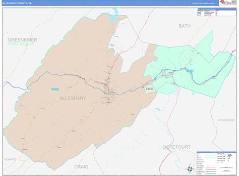 Alleghany County Va Wall Map Color Cast Style By Marketmaps