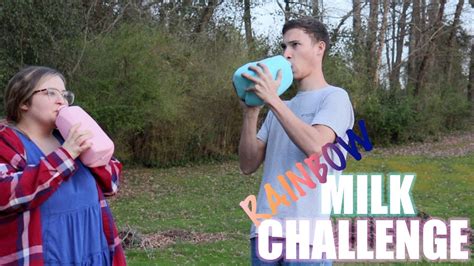 Rainbow Gallon Milk Challenge I Threw Up Youtube
