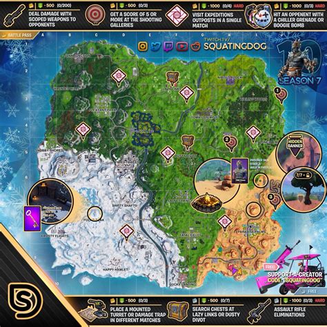 Join our leaderboards by looking up your fortnite stats! Complete Cheat Sheet with all Fortnite Season 7, Week 10 ...