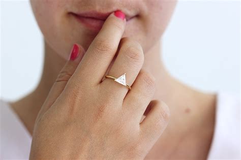 Triangle Diamond Ring In Prong Setting 08 Carat Artemer