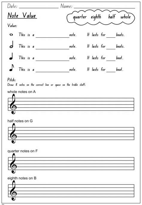 Music Note Value Worksheet