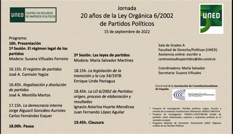 Jornada 20 años de la Ley Orgánica 7 2002 de Partidos Políticos