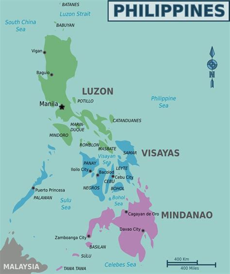 A Map Of The Philippines Showing Major Cities