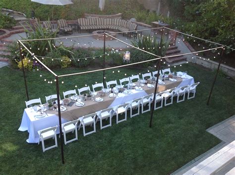 Outdoor Tuscan Dinner Party Backyard Wedding Lighting Backyard