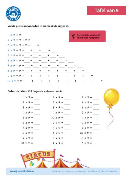 Werkbladen Vermenigvuldigen De Tafels Van Vermenigvuldiging De Tafel
