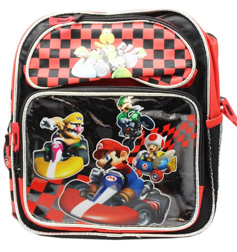 Mario Kart Race To The Finish Redblack Checker Pattern Small Backpack