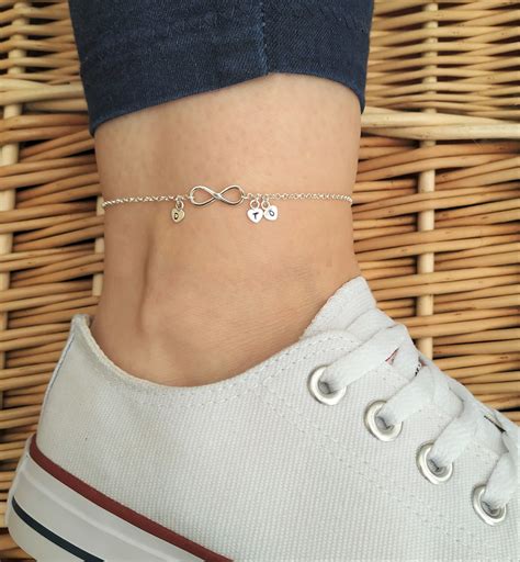 Infinity Anklet 925 Sterling Silver Personalised Anklet Etsy