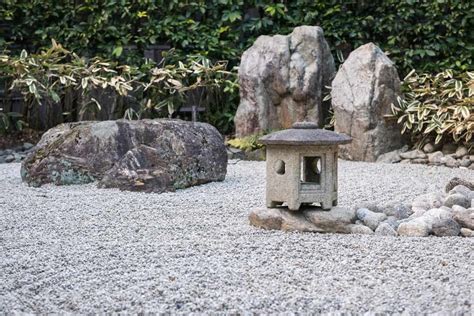 Kyoto Japan A Stone Lantern In The Traditional Zen Garden Of Shoren