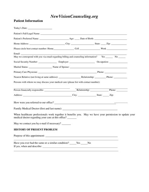 Free Printable Counseling Intake Forms 2023 Calendar