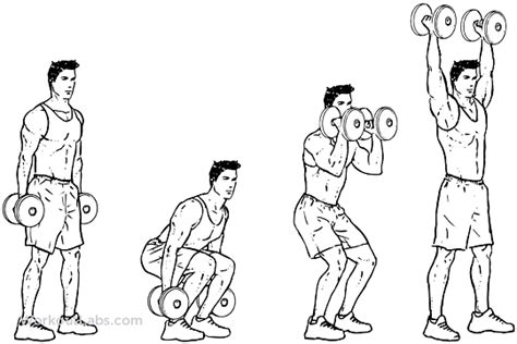 Dumbbell Squat Clean And Press Illustrated Exercise Guide Workoutlabs