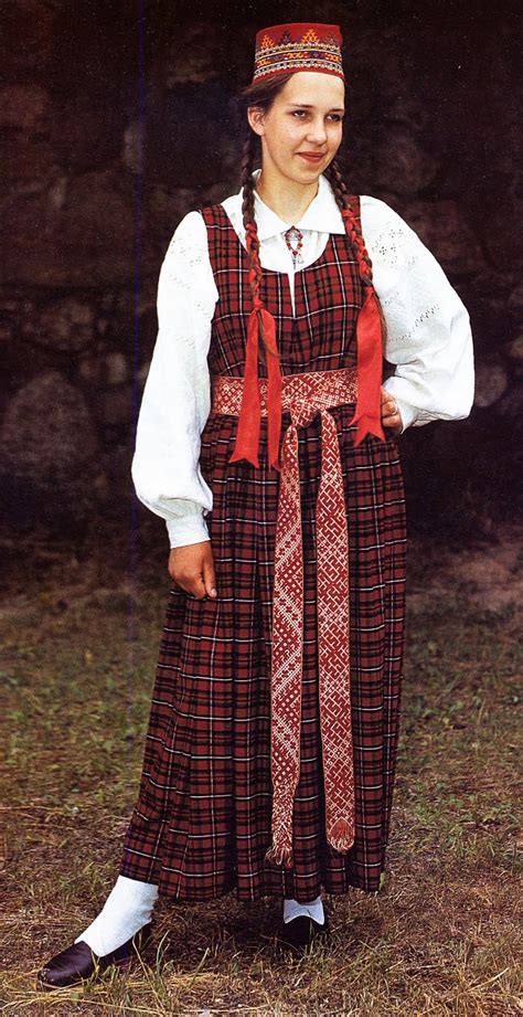 Folkcostumeandembroidery Lielvarde Costume Vidzeme Province Latvia