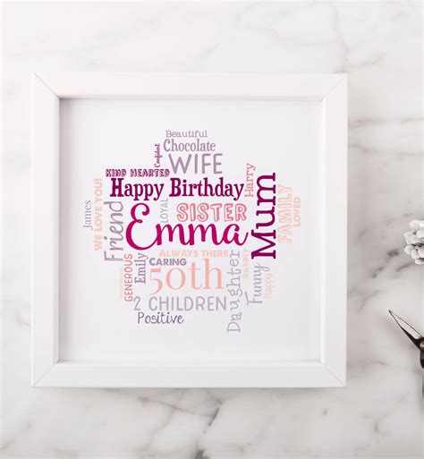 What to give your mom for her 50th birthday? personalised 50th birthday gift for her by hope and love ...