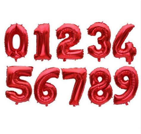 Red Balloons In The Shape Of Numbers On A White Background