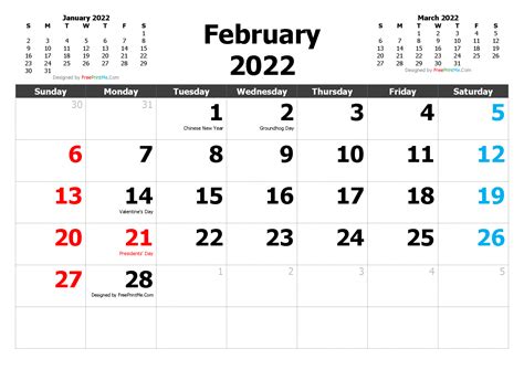 February 2022 Calendar Free Printable Calendar Templates February