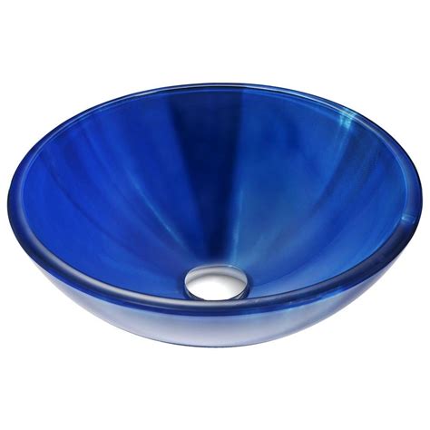 Anzzi Meno Series Deco Glass Vessel Sink In Lustrous Blue Ls Az051