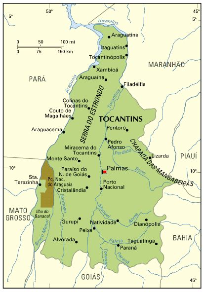 Estado Do Tocantins Brasil Região Norte Mapa Do Tocantins Tupi