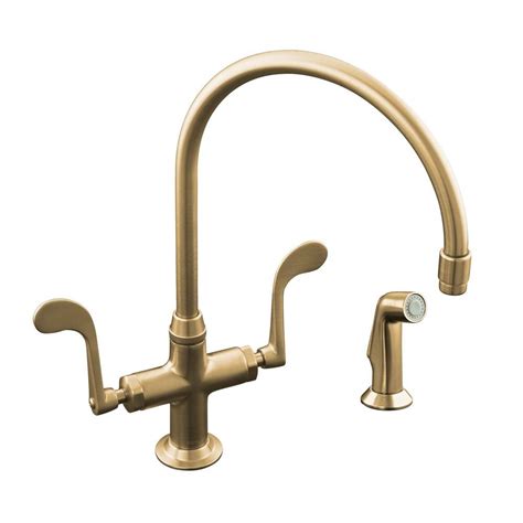 The kingston brass heritage kitchen faucet with brass sprayer and other great features. KOHLER Essex 2-Handle Standard Kitchen Faucet with Side ...