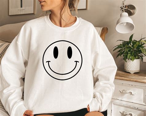 Smiling Face Sweatshirt Happy Face Crewneck Smile Sweater Etsy