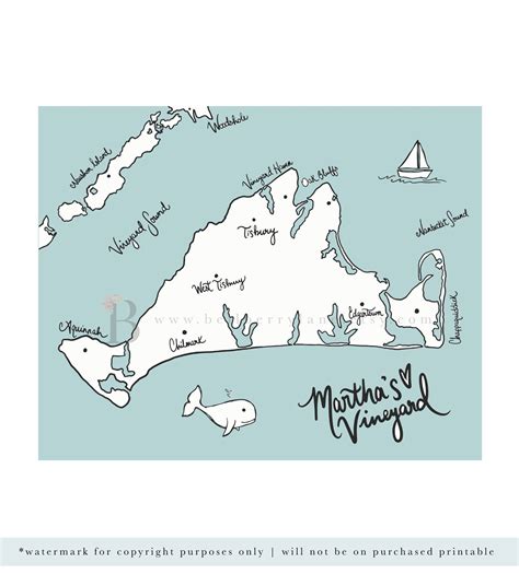 Marthas Vineyard Map Printable Map Art Cape Cod Map Print Martha S