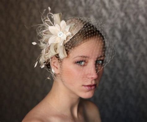 Ivory Bird Cage Veil Vintage Style Wedding Headdress Wedding Birdcage