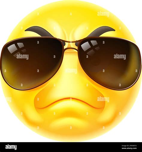 Tough Cartoon Emoji Emoticon Face In Sunglasses Stock Vector Image