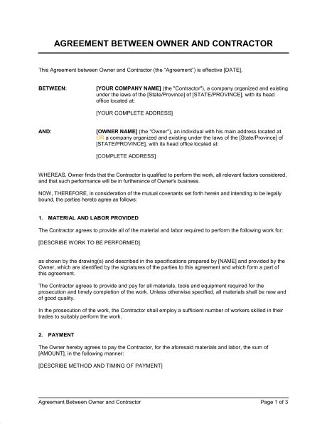 Simple Contract Agreement Templates Contract Agreement Forms