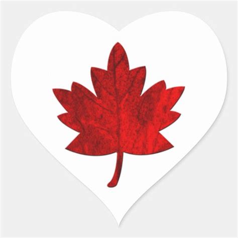Canada Maple Leaf Heart Stickers Zazzle