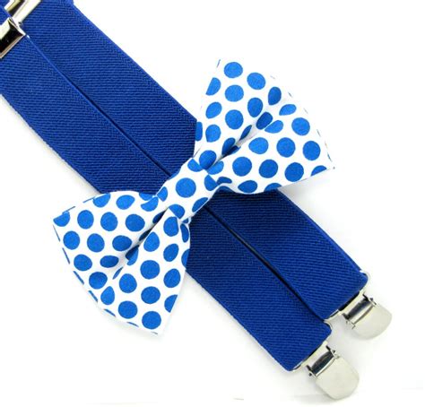 Royal Blue Polka Dot Bow Tie And Suspender Set Bow Tie And Etsy