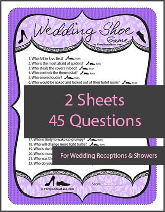 On the bottom of one duck, make a distinctive, special marking. Wedding Shoe Game Questions - 2 Printable Games
