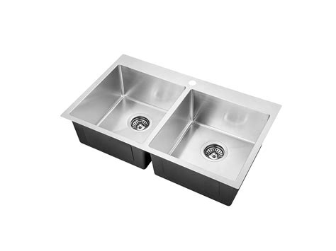 Handmade Stainless Steel Kitchen Sink Double Bowls With Tap Hole Cm