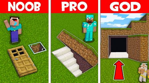Minecraft Noob Vs Pro Vs God Secret Underground Base Build Challenge